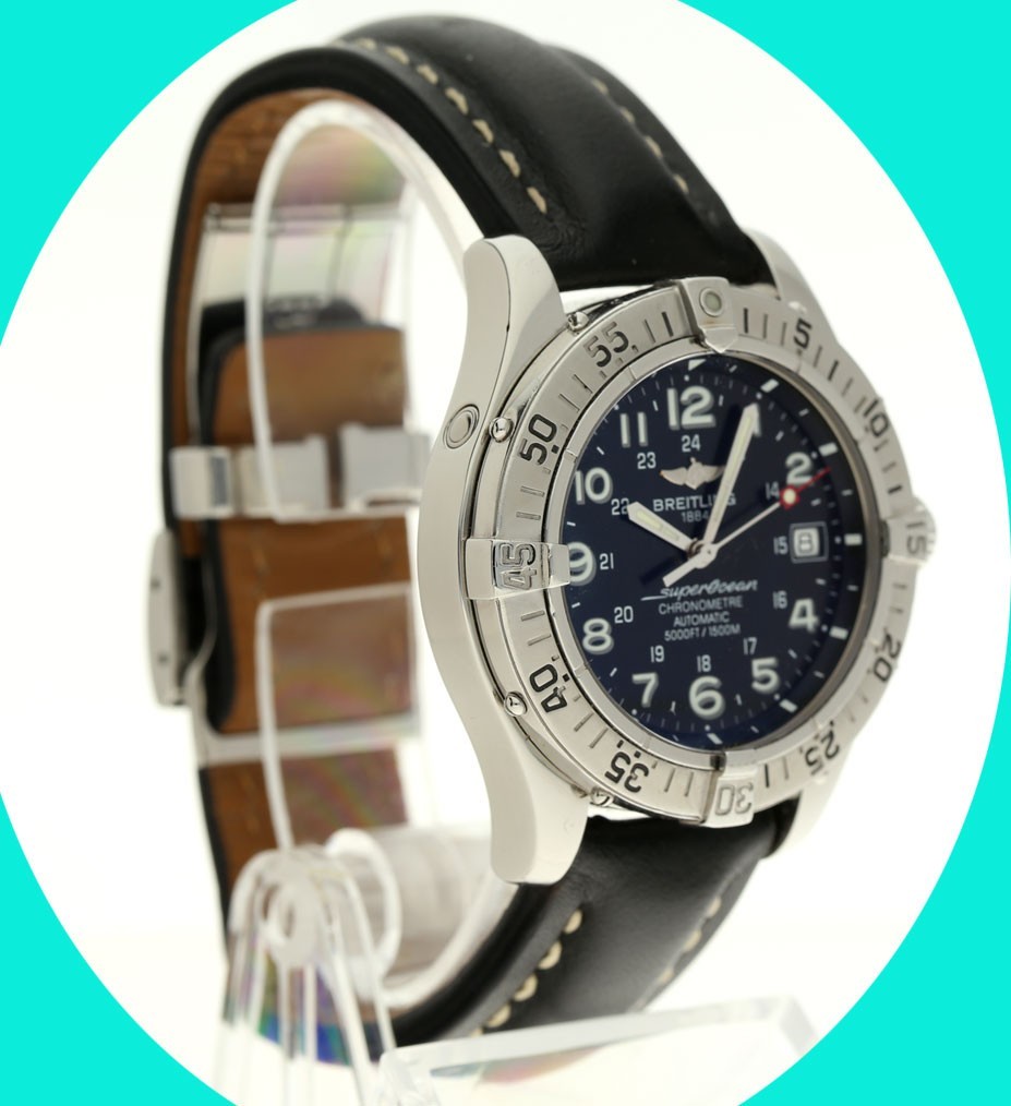 Breitling Superocean #A17360 Black Dial Automatic Date Watch 42MM Boxes Booklet