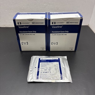 2-Vaseline Petrolatum Impregnated Dressing 3 x 18'' Strip Mesh Gauze 12 Ct