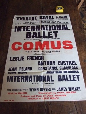 Original Theatre Royal Glasgow Intl Ballet Poster 1946 Comus Doris Zinkeisen