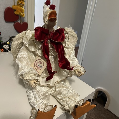 FLAW Mark Roberts Vintage Harlequin Christmas Goose Jester Clown Angel 16”