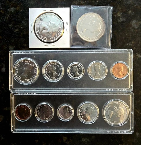🍁 1963-1964 QUEEN ELIZABETH II CANADA UNCIRCULATED SILVER  DOLLAR COIN SETS