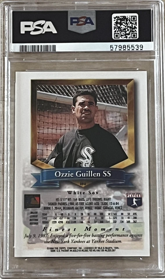1994 Finest Ozzie Guillen #393 PSA 9 Chicago White Sox - Image 2 of 2