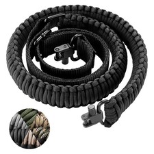 CVLIFE Rifle Sling Strap 550 Paracord 2 Point with Tri-Lock Black 
