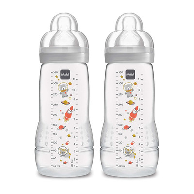 Easy Active Baby Bottles 11oz, Fast Flow Skinsoft Silicone Nipple with Wide Neck