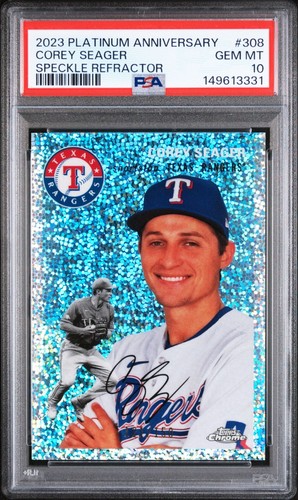 Corey Seager 2023 Topps Chrome Platinum #308 Speckle Refractor /150 PSA 10