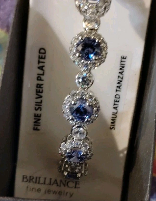 simulated tanzanite bangle bracelet Silver Plated - Image 2 of 4