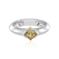 Cavill Damenring 0,98Ct Gelber Zirkon 925 Silber Platinierung Quadrat