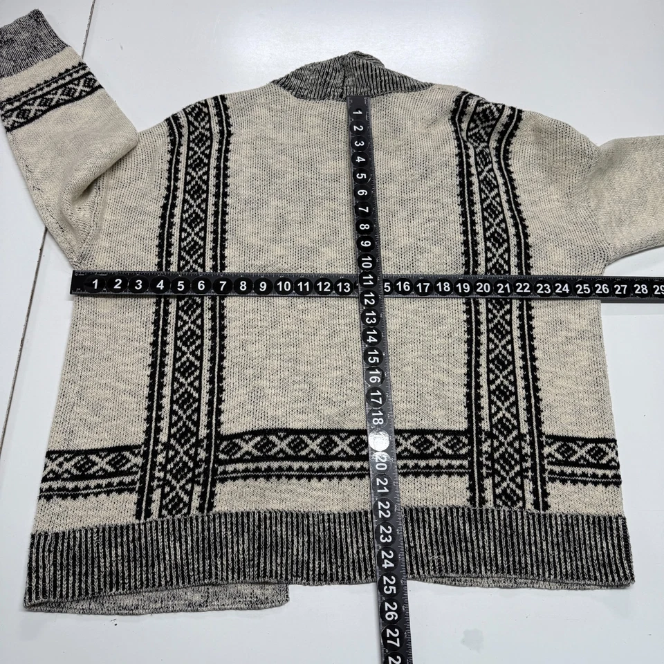 Cardigã Chicos Feminino Extra Grande 3 Cinza Preto Asteca Tribal Frente Aberta Boho Suéter - Imagem 4 de 4