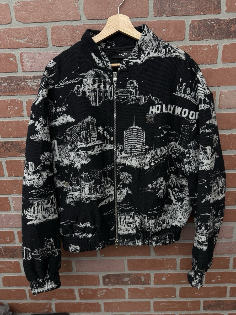 ⭐️最終価格⭐️美品‼️ AMIRI Hollywood ボンバージャケット Amiri Bomber Jacket Black White Hollywood LA Authentic Size Large