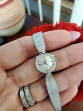 Vintage Rolex Ladies Cocktail Watch 14k White Gold Manual Wind Diamond Accents