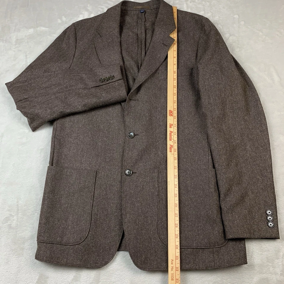 Blazer J Crew Kenmare Hombres 40L Marrón Espiga Chaqueta Algodón Mezcla Lana Inglaterra Foto 3 de 4