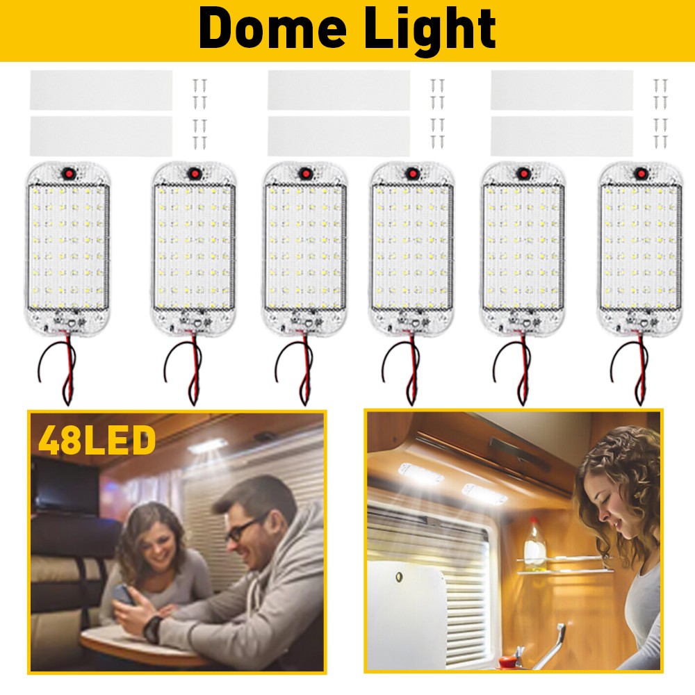 6Pack 12V LED RV Dome Lights for Trailers and Campers Interior Lighting