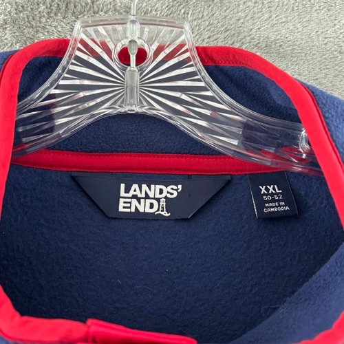 Lands End T200 Heritage Fleece Snap Neck Pullover XXL Red Navy Chevron Fair Isle - Picture 4 of 11