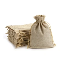 50 Pcs 5x7 Inch Burlap Gift Bags with Drawstring Recyclable Linen Sacks Jewel...