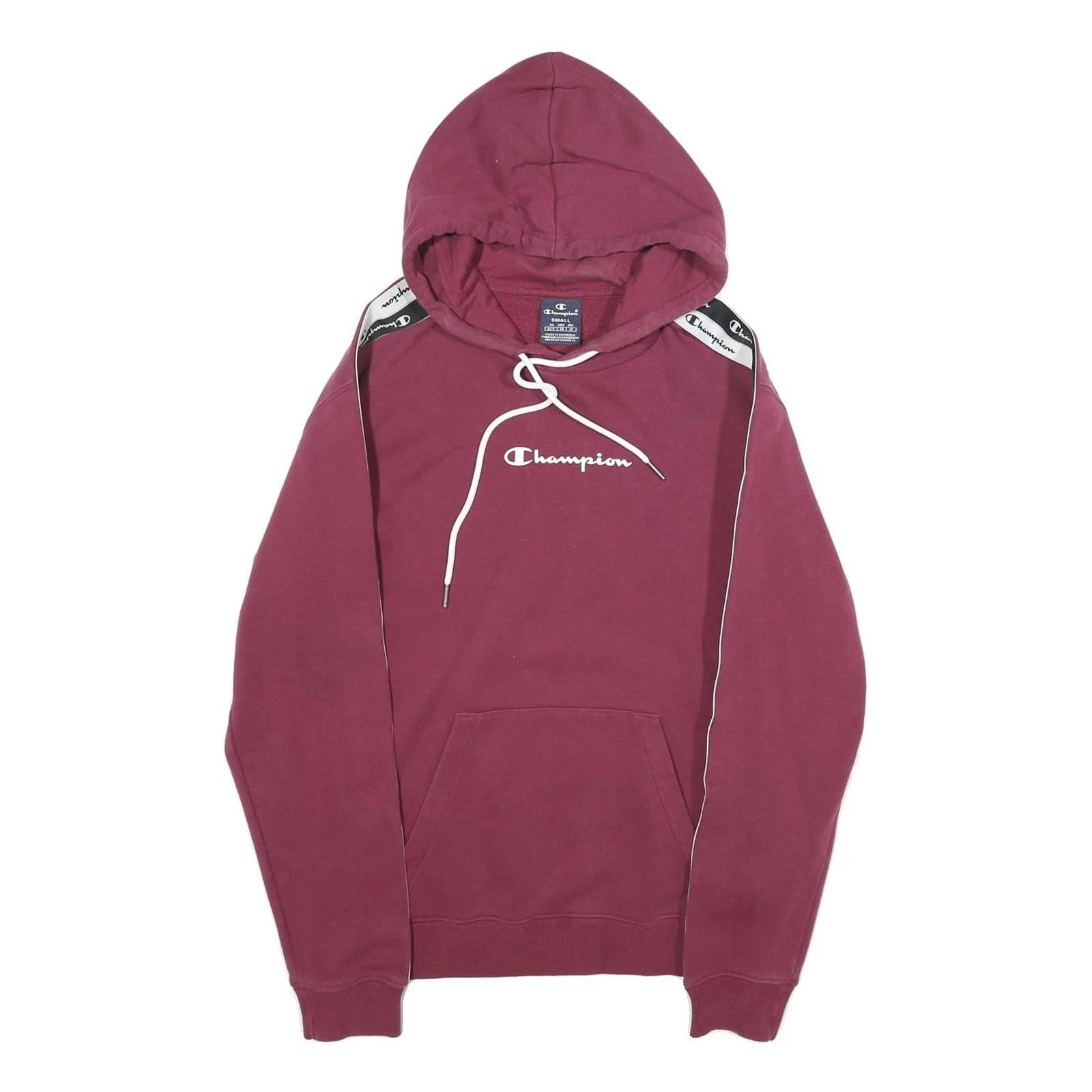 CHAMPION Mens Maroon Burgundy Hoodie S Cotton Blend Pullover Lightweight