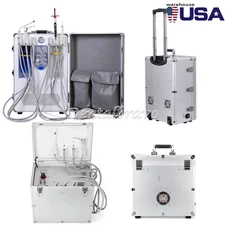 Portable Dental Delivery Unit Mobile Case Syringe Suction Air Compressor 4 Holes