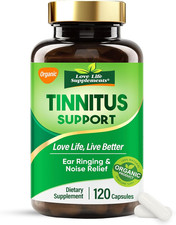 Tinnitus Relief Supplement 1200mg, Natural Tinnitus Relief for Ringing Ears, Red