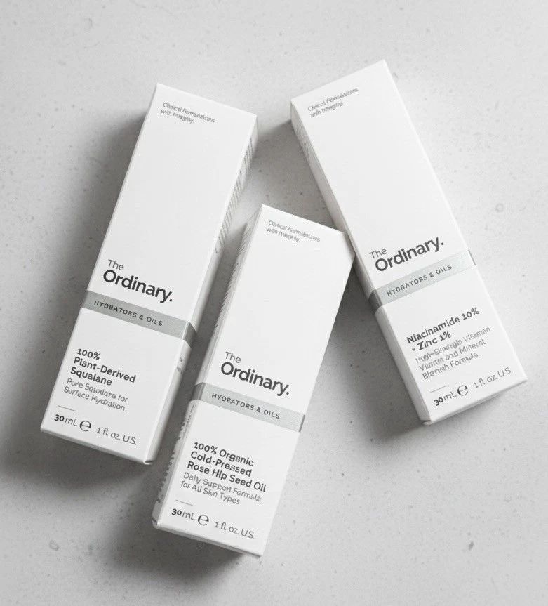 The Ordinary Skincare Set Of Organic Rose Hip Oil, Plant Derived, Niacinamide