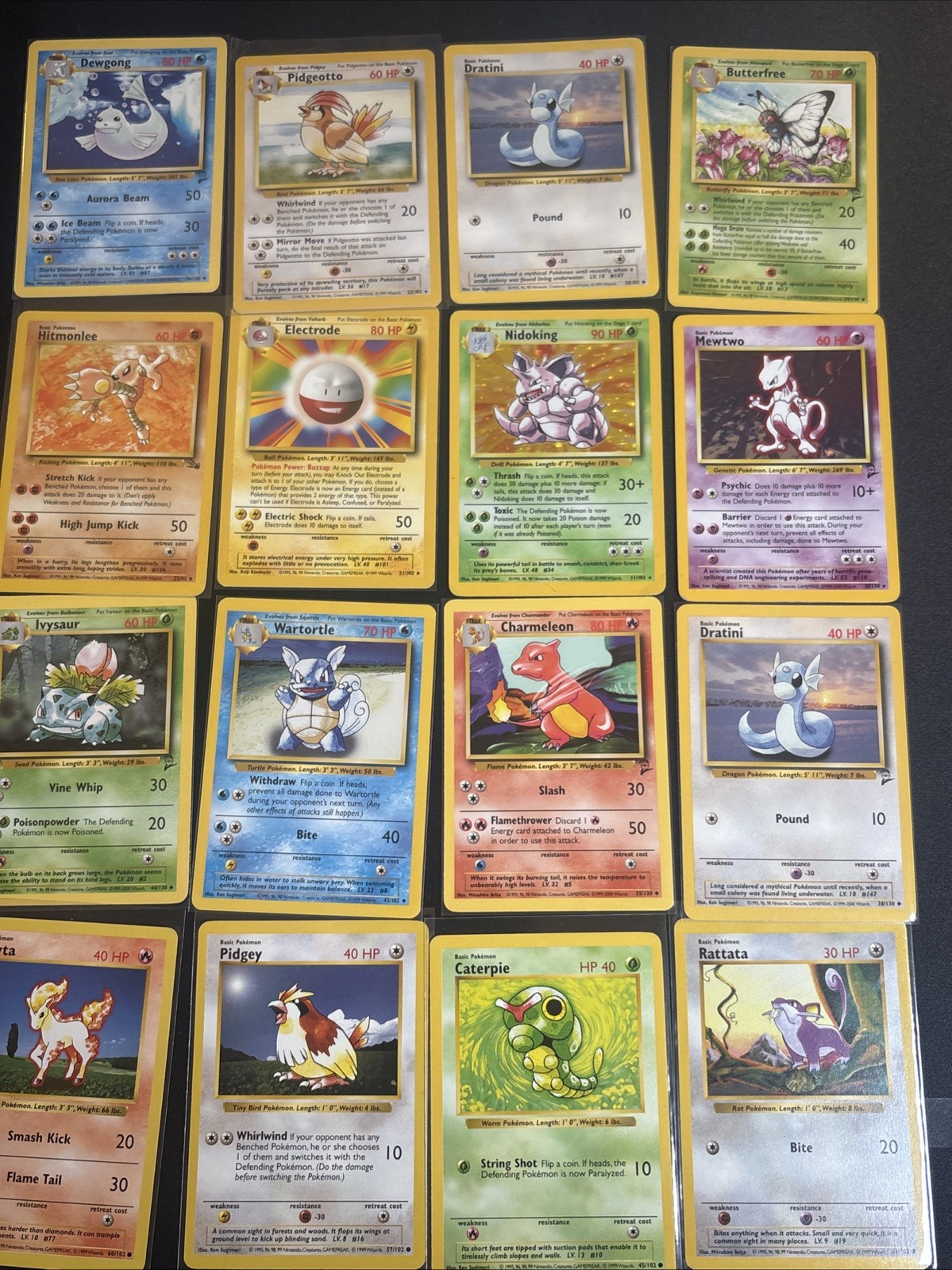 Pokemon Vintage WOTC 16 Card Lot Mewtwo Nidoking Holo Shadowless Base Set 2 Rare