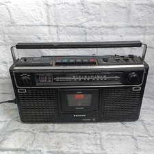 Sanyo M9902 Vintage Boombox AM FM Stereo Cassette Recorder Black WORKS READ