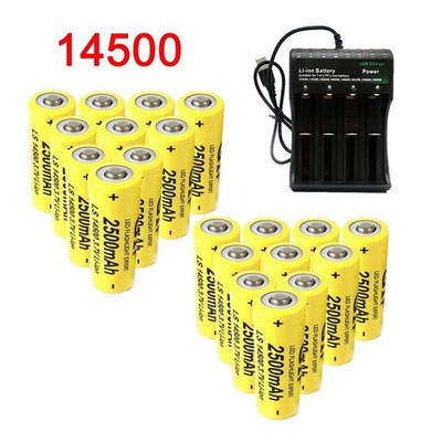 14500 Battery 2500mAh   3.7V Rechargeable Batteries Cell For Flashlight LOT ~