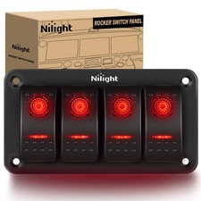 4 Gang Rocker Switch Panel 5pin On Off Toggle Aluminum Holder 12v 24v Dash Pre-w
