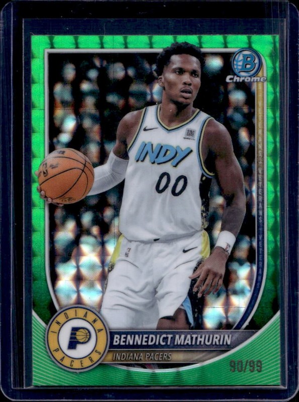 2025-26 Bowman Bennedict Mathurin Chrome Green Geometric Refractor #/99 Pacers