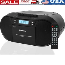 All-in-One Retro Boombox CD Player W/ Bluetooth Cassette Recorder FM Radio USB