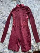 Balera Women s Burgundy Long Sleeve Mock Neck Dance Unitard Leotard