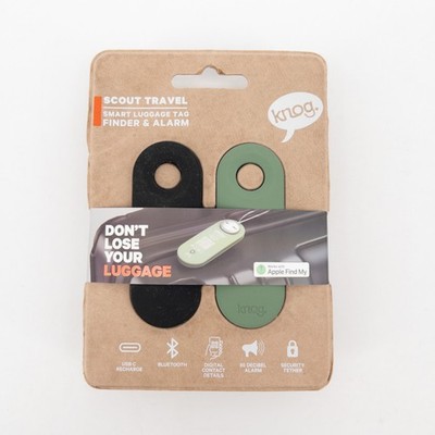 Knog Scout Travel Smart Luggage Tag Finder & Alarm | 2-Pack | Black + Green