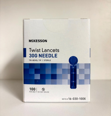 100 McKesson 30G Twist Lancets Blood Glucose Exp 6/2030 Free Shipping!