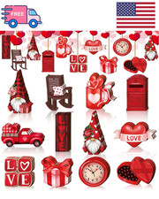 36 Pcs Valentine'S Day Wooden Ornaments Red Valentines Decorations for Tree Gnom