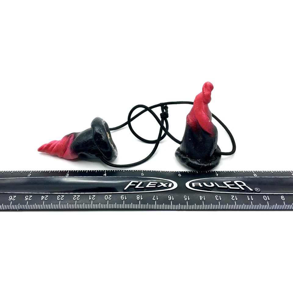 Red Black Devil Horns Headband Clay Hand Sculpted Cosplay Halloween Adults - Image 3 of 3