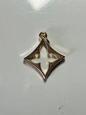 LOUIS VUITTON pendant Brass & gold charm / zip Pull Flower Motif double sided LV