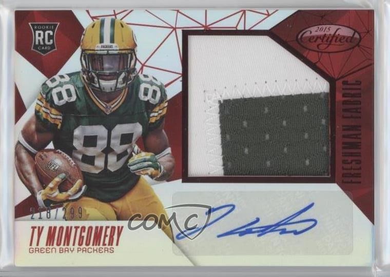 2015 Certified Freshman Fabric Mirror Red /299 Ty Montgomery Rookie Auto RC 1u6