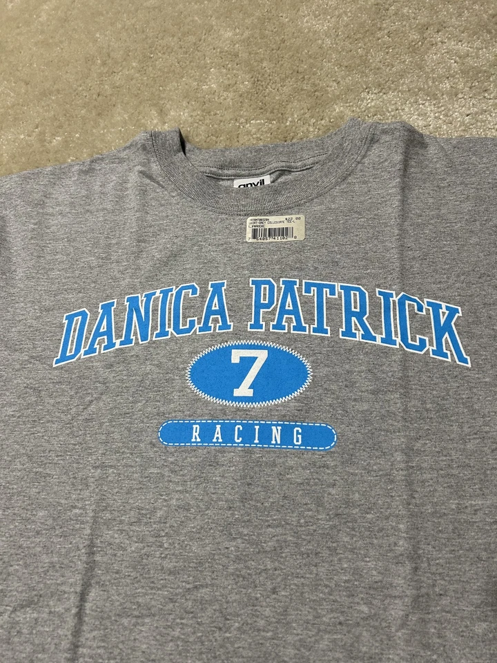 Camisa de carreras Danica Patrick para hombre grande gris NASCAR Stock Car Tee Driver 7 yunque Foto 2 de 4