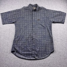 Woolrich Shirt Mens Medium Made in USA Geometric Diamond Short Sleeve Button Up