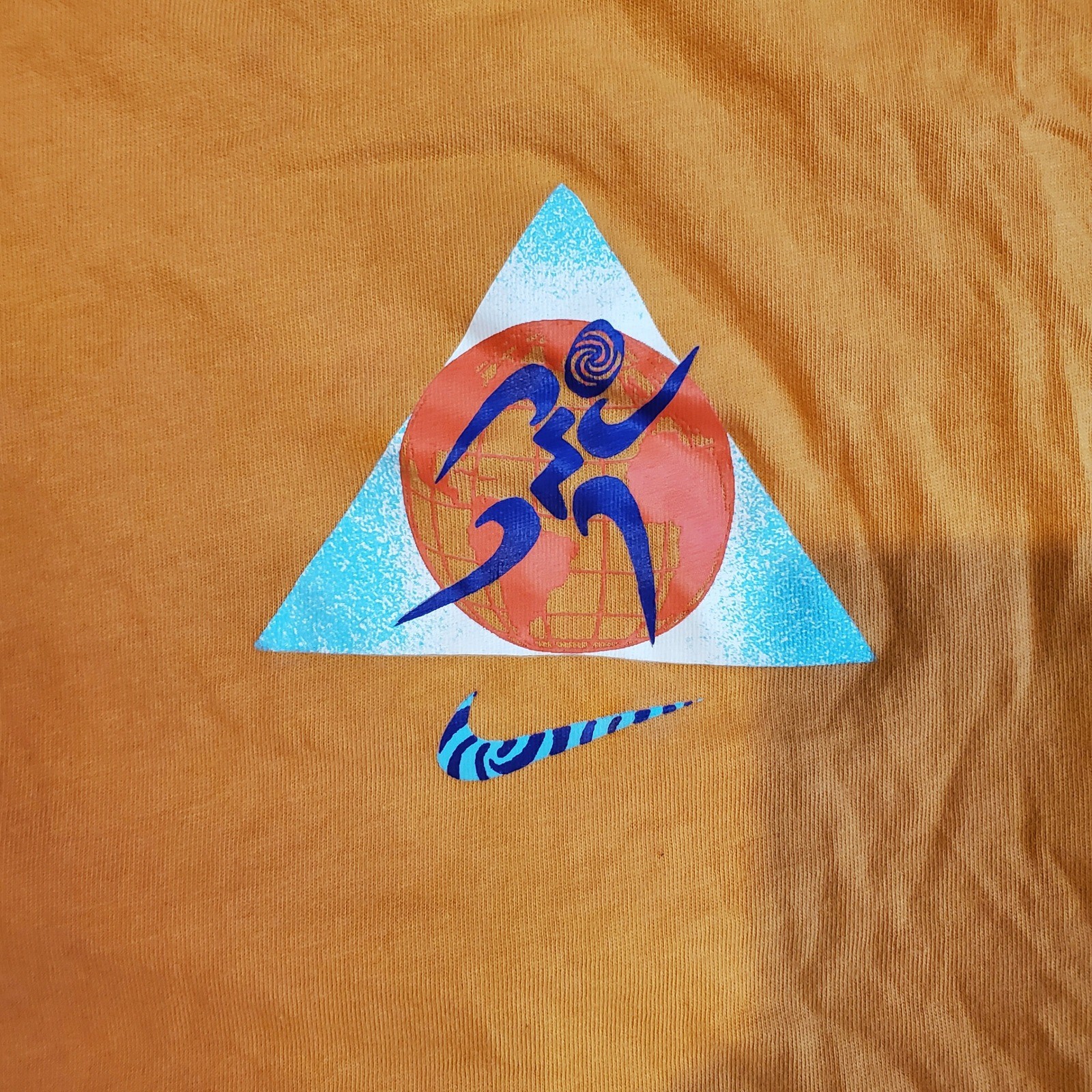 Nike The Nike Tee Orange Graphic Print Global Experience T-Shirt Size M thumbnail 2