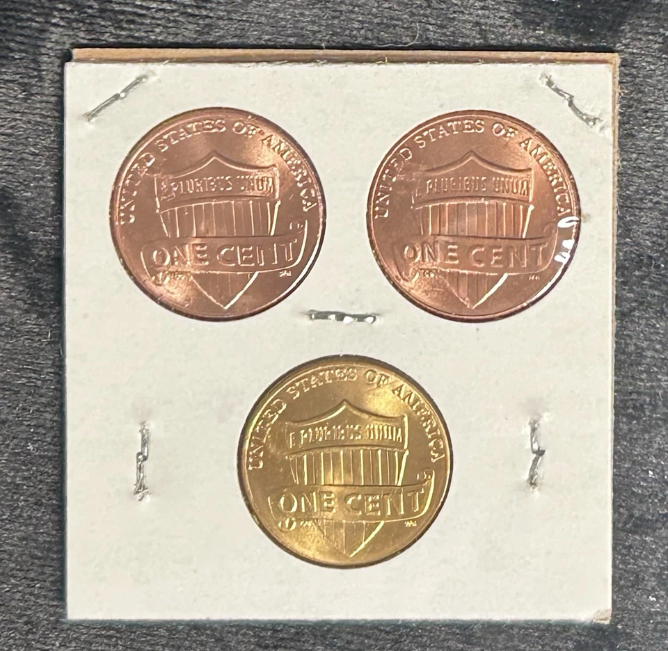 2025 1c Lincoln Penny Cent OMEGA Ω 3 Coin Set P D Gold Plated 24k Counterstamp - Image 2 of 3