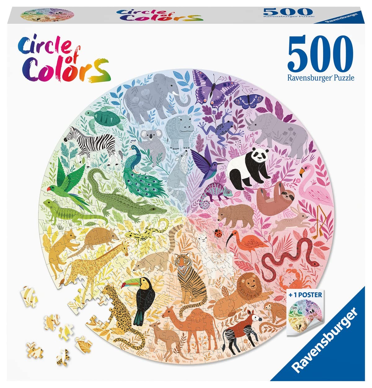 Ravensburger Circle of Colors Animals 500 Piece Round Jigsaw Puzzle for Adults 7890₽
