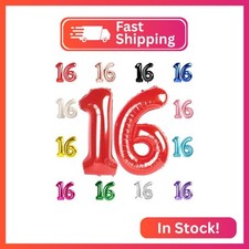 Red Number 16 Balloon 40 Inch - 16th Balloon Number Birthday Decorations