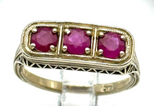 14kt Art Deco ruby filigree ring