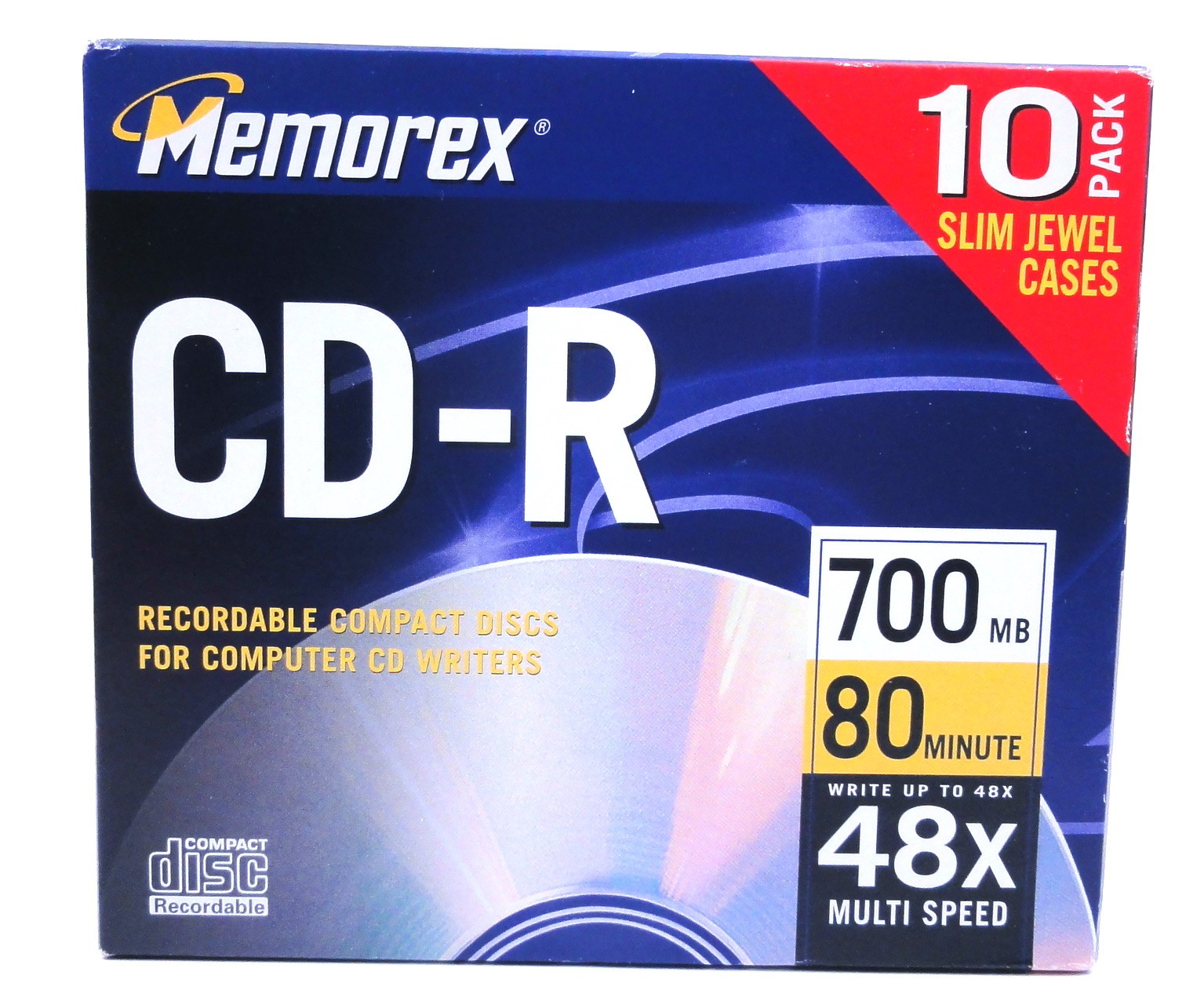 Memorex CD-R 10 Pack NEW SEALED 700MB 80 Minutes CD-Recordable Slim Jewel Case