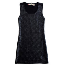 Chelsea Violet Dress Size S Black Sequin Stretchy Goth Witch Cocktail Party NEW