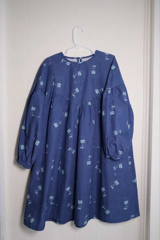 Tiny Cottons Guest Gathered Dress Light Navy Sz 8 NWT Poplin Whimsy Cottagecore - Image 3 of 4