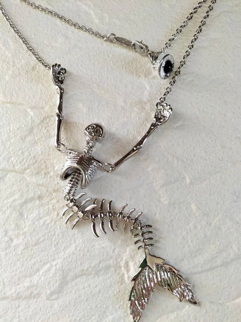 Auth Vivienne Westwood Skeleton Necklace Silver color Unused