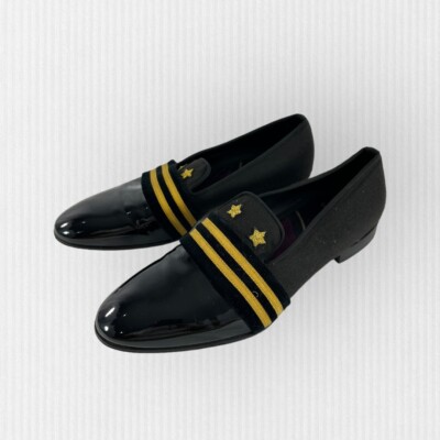 Men genuine LOUIS LEEMAN black patent leather loafers shoes 