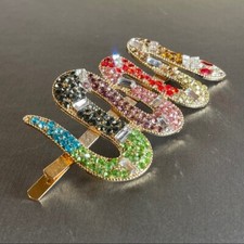 Snake Gold Tone Rhinestone Multi Color Hair Clip