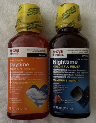 CVS Daytime & Nighttime Severe Congestion, Cold & Flu Relief 12 Fl OZ Each