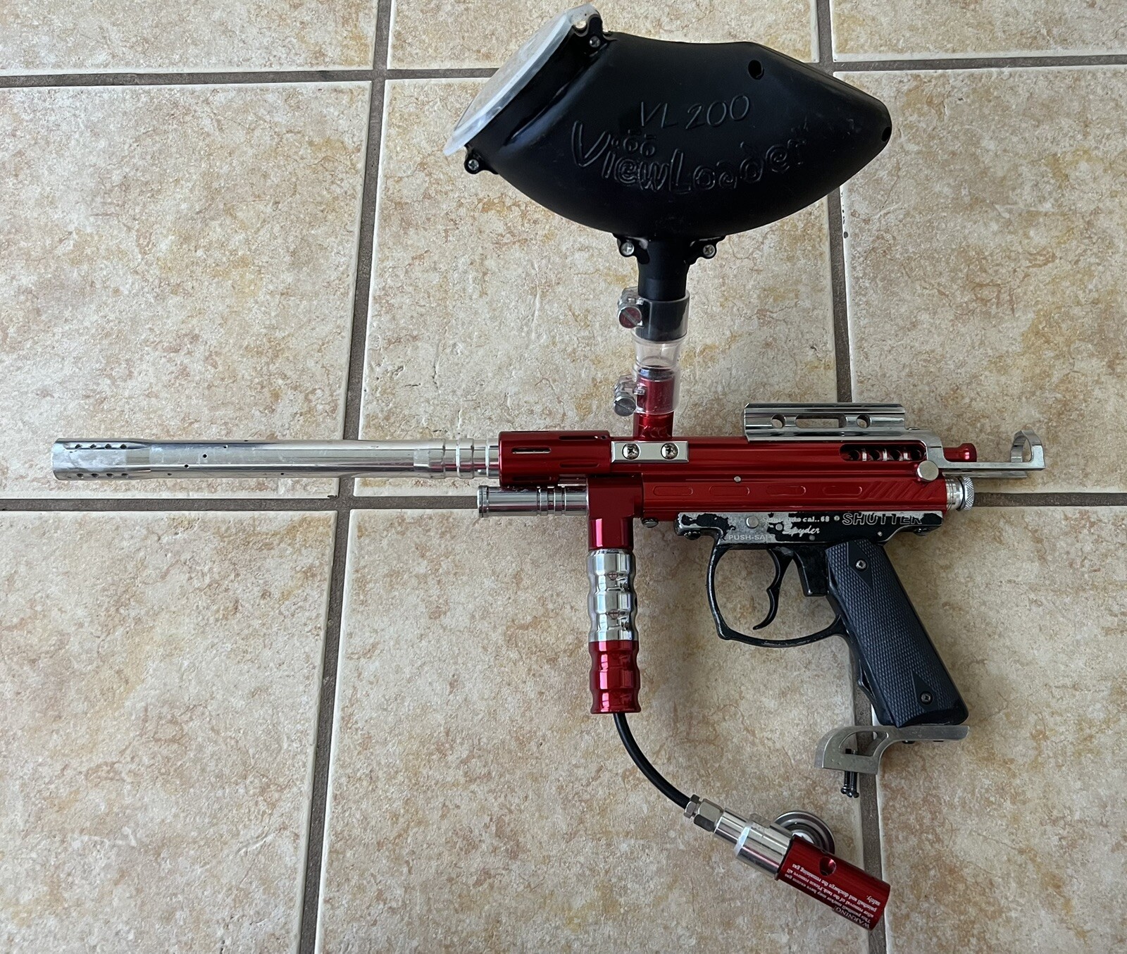 Spyder Shutter Paintball Gun w/ VL 200 View Loader Red / Black FREE